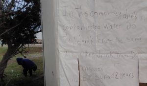 Statement written on the Food Distribution tent Photo: Moving Europe