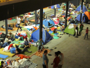 Fig 1: Refugees at Budapest Keleti station